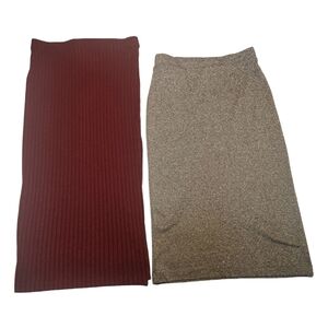Set of 2, Forever 21 Ribbed Knit & Divided Jersey Knit Midi Skirt Size S